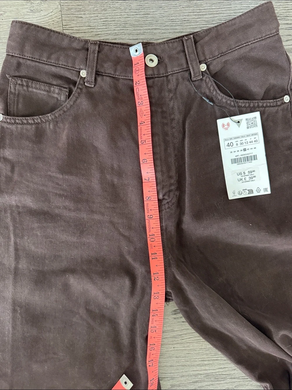 🌼Zara🌼 NWT Brown High-Rise Relaxed Wide Leg Jeans, Size 8 - Picture 5 of 8